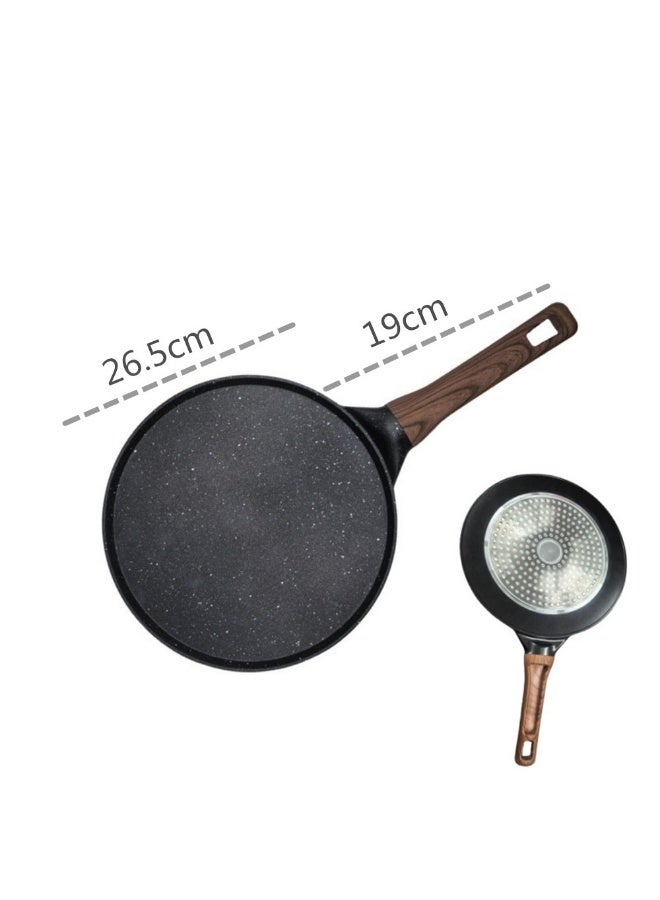 Nonstick Crepe Pan, Swiss Granite Coating Dosa Pan Pancake Flat Skillet Tawa Griddle 26.5cm with Stay-Cool Handle, Induction Compatible Gass - Image 3